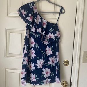 Lulu’s Floral Ruffle Shoulder Dress